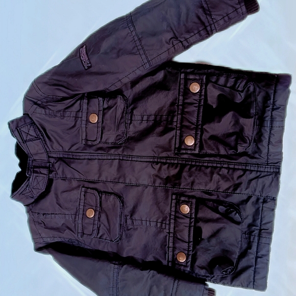 H&M Winter Jacket Boys Black Sherpa lined 3-4y - Picture 3 of 11